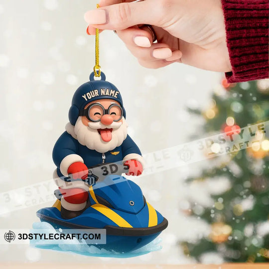 Santa On A Jet Ski: Making Waves This Christmas Home Decor, Christmas Ornament, Personalized Ornament style option 2