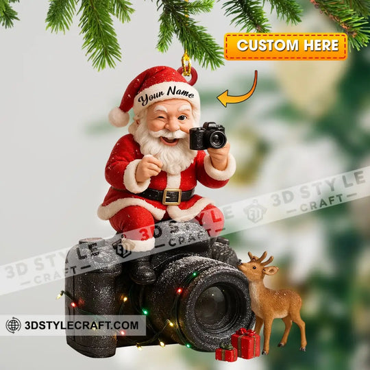 Santa Photographer Home Decor, Christmas Ornament, Personalized Ornament style option 1