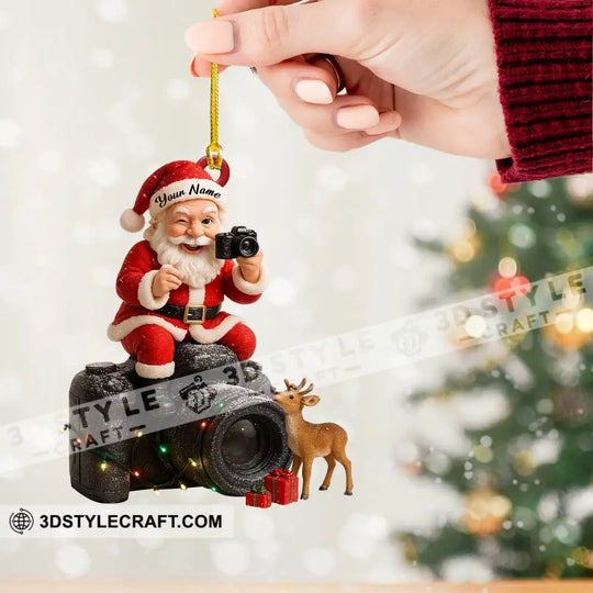 Santa Photographer Home Decor, Christmas Ornament, Personalized Ornament style option 2