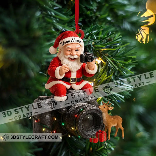 Santa Photographer Home Decor, Christmas Ornament, Personalized Ornament style option 4