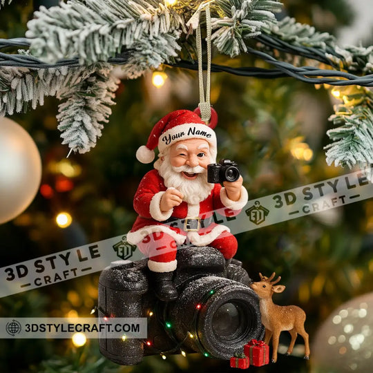 Santa Photographer Home Decor, Christmas Ornament, Personalized Ornament style option 3