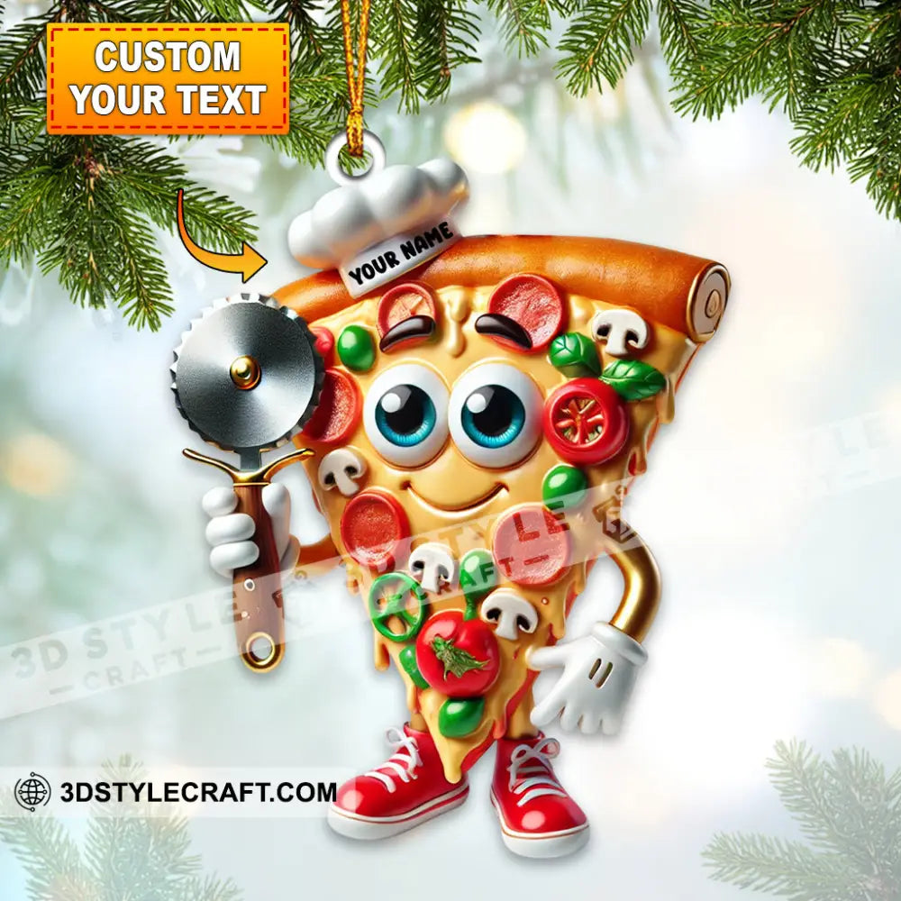Santa Pizza Home Decor Christmas Ornament Personalized