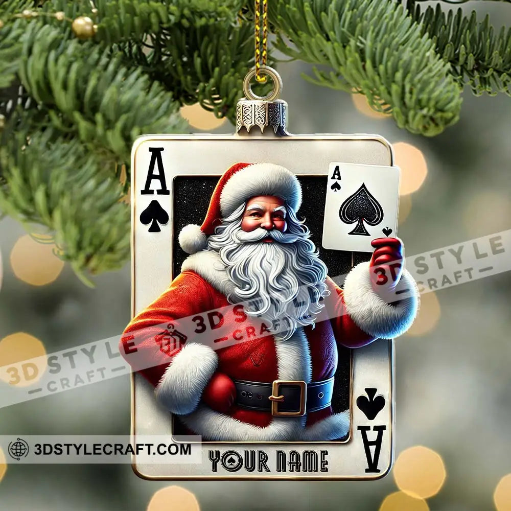 Santa Poker Ornament Personalized