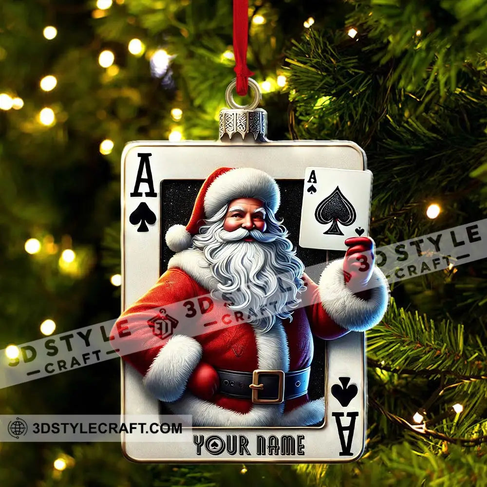 Santa Poker Ornament Personalized