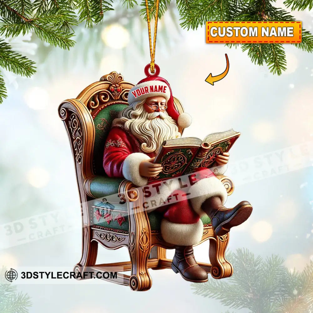 Santa Reading Book Christmas Ornament Personalized 3.54’’ / 1