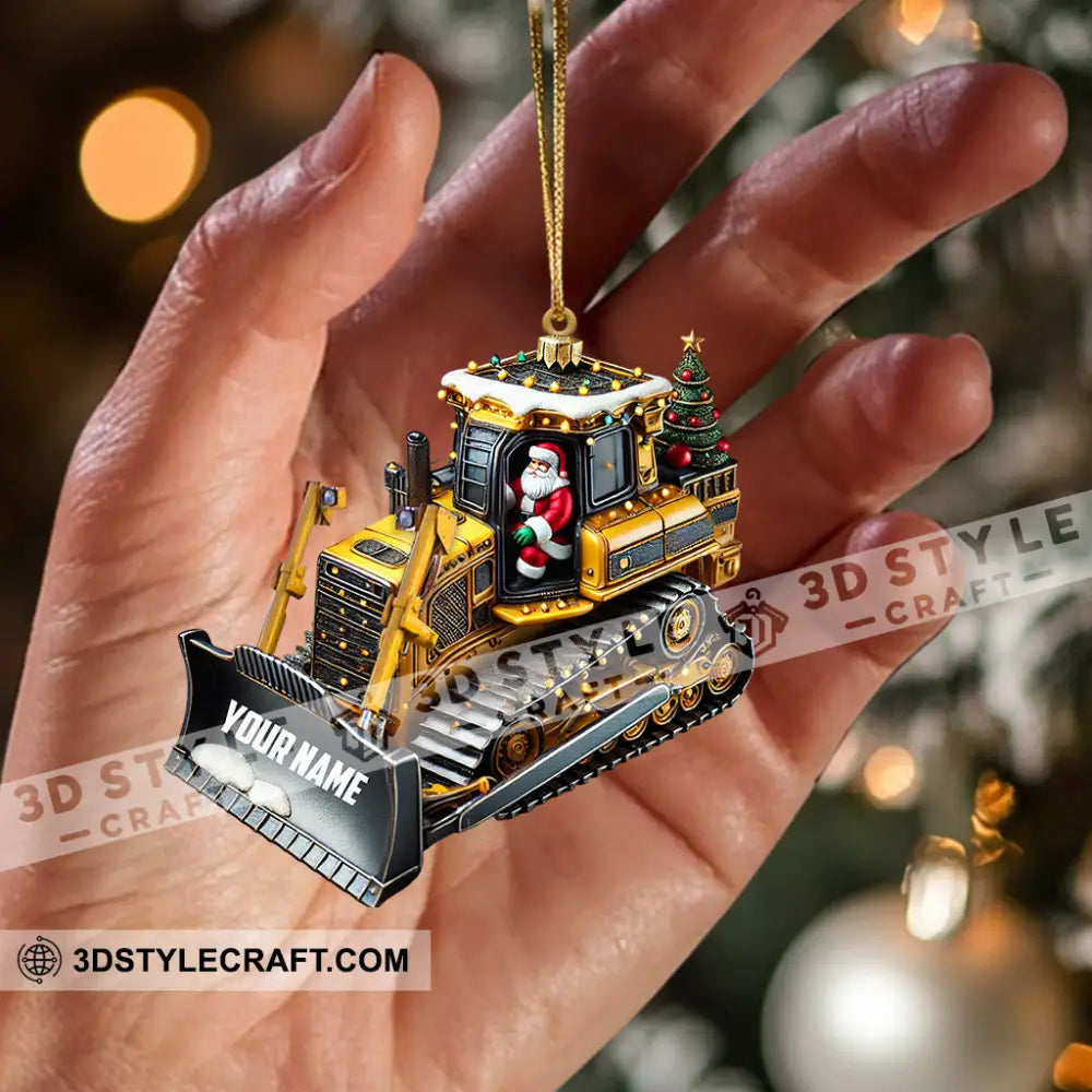 Santa Rides Snowplow Christmas Ornament Personalized 3.54’’ / 1