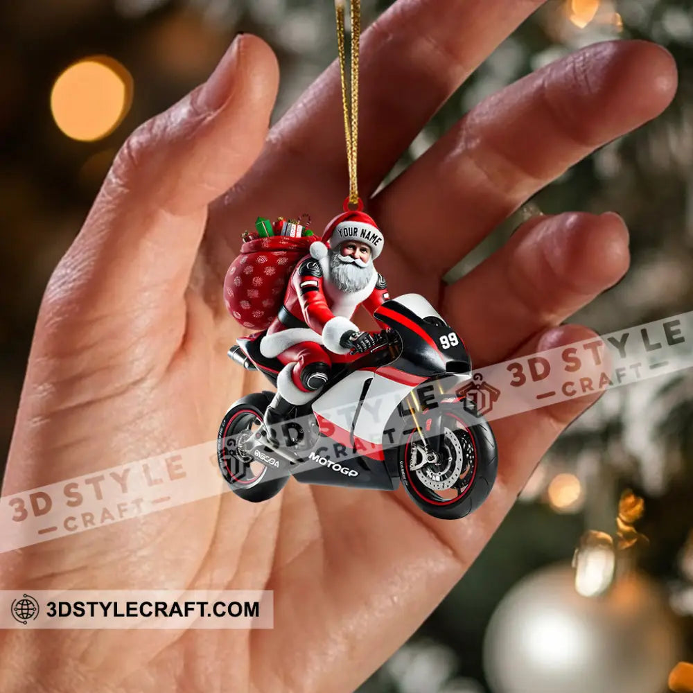 Santa Riding Motorcycle Home Decor Christmas Ornament Personalized