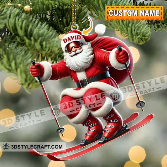 Santa Skiing Christmas Ornament Personalized 3.54’’ / 1