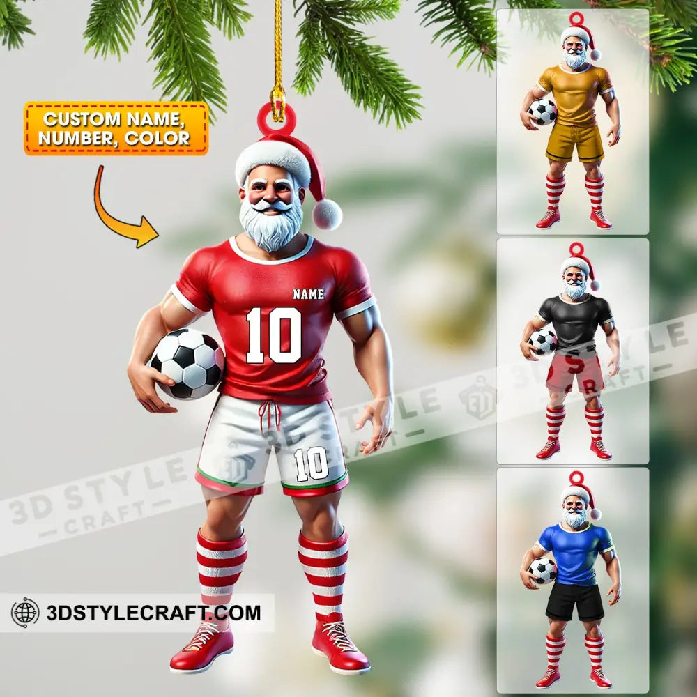 Santa Soccer Player Ornament Personalized 3.54’’ / 1