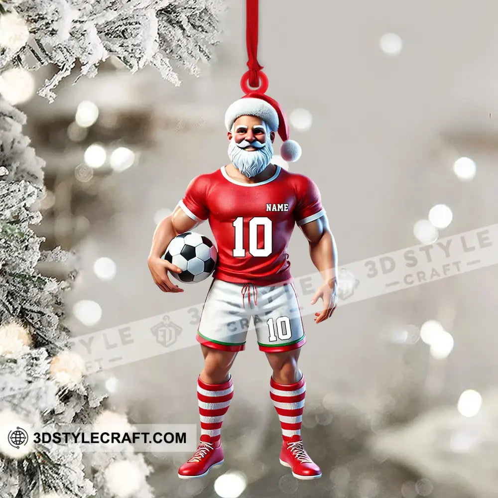 Santa Soccer Player Ornament Personalized