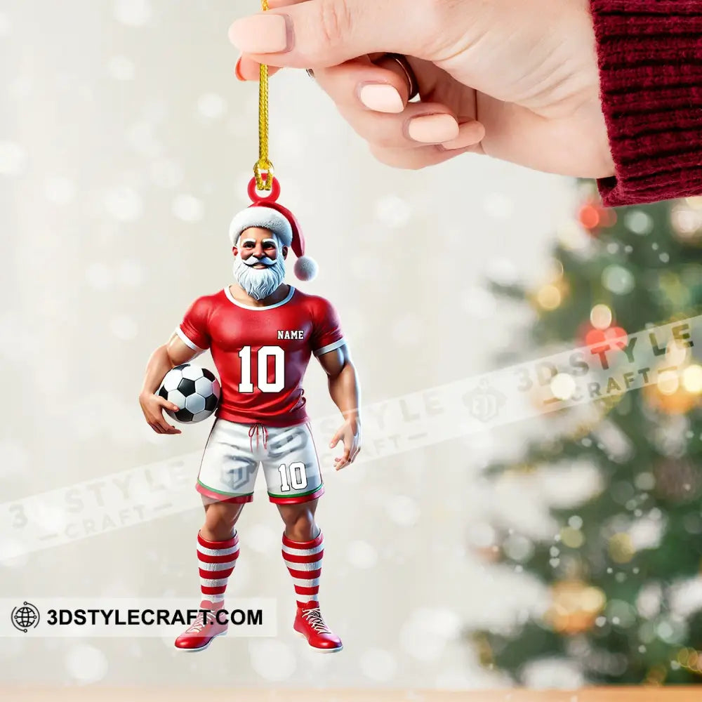 Santa Soccer Player Ornament Personalized