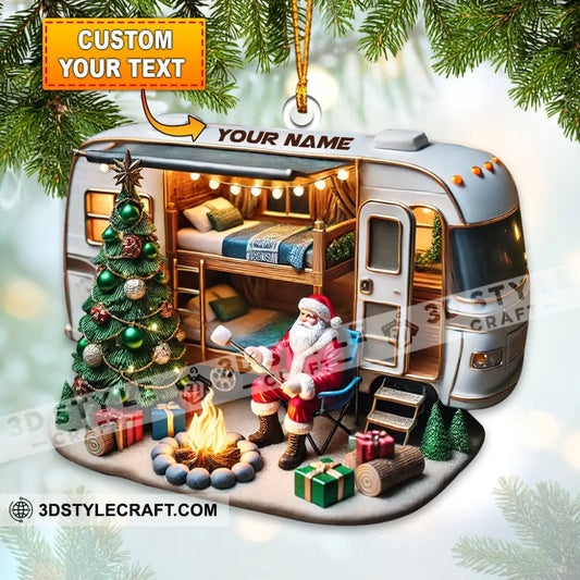 Santa Trailer Christmas Ornament Personalized 3.54’’ / 1