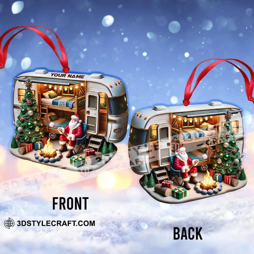 Santa Trailer Christmas Ornament Personalized