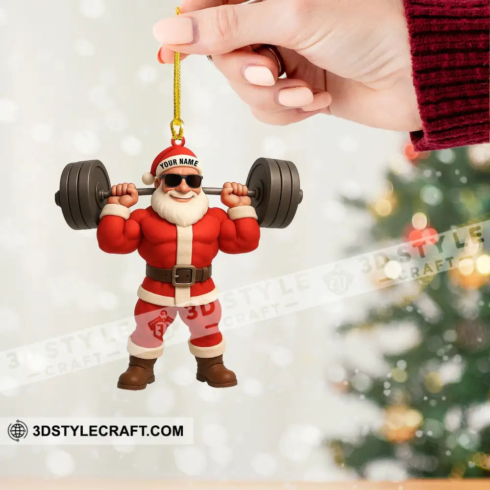 Santa Weightlifting Home Decor Christmas Ornament Personalized Ornament Ornament