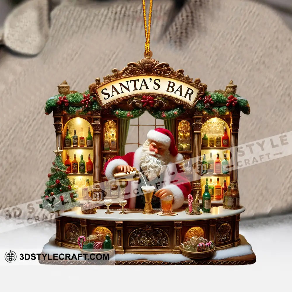 Santa’s Bar Christmas Ornament Bartender Personalized