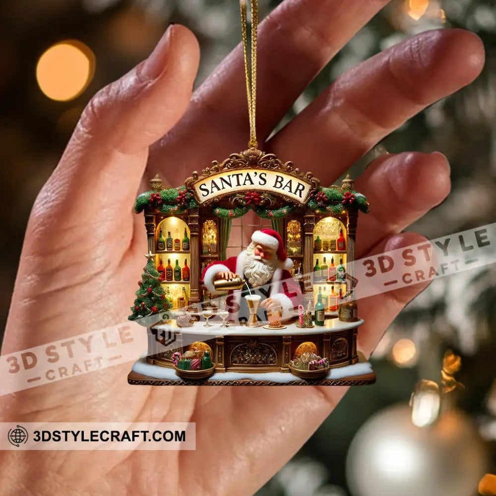 Santa’s Bar Christmas Ornament Bartender Personalized