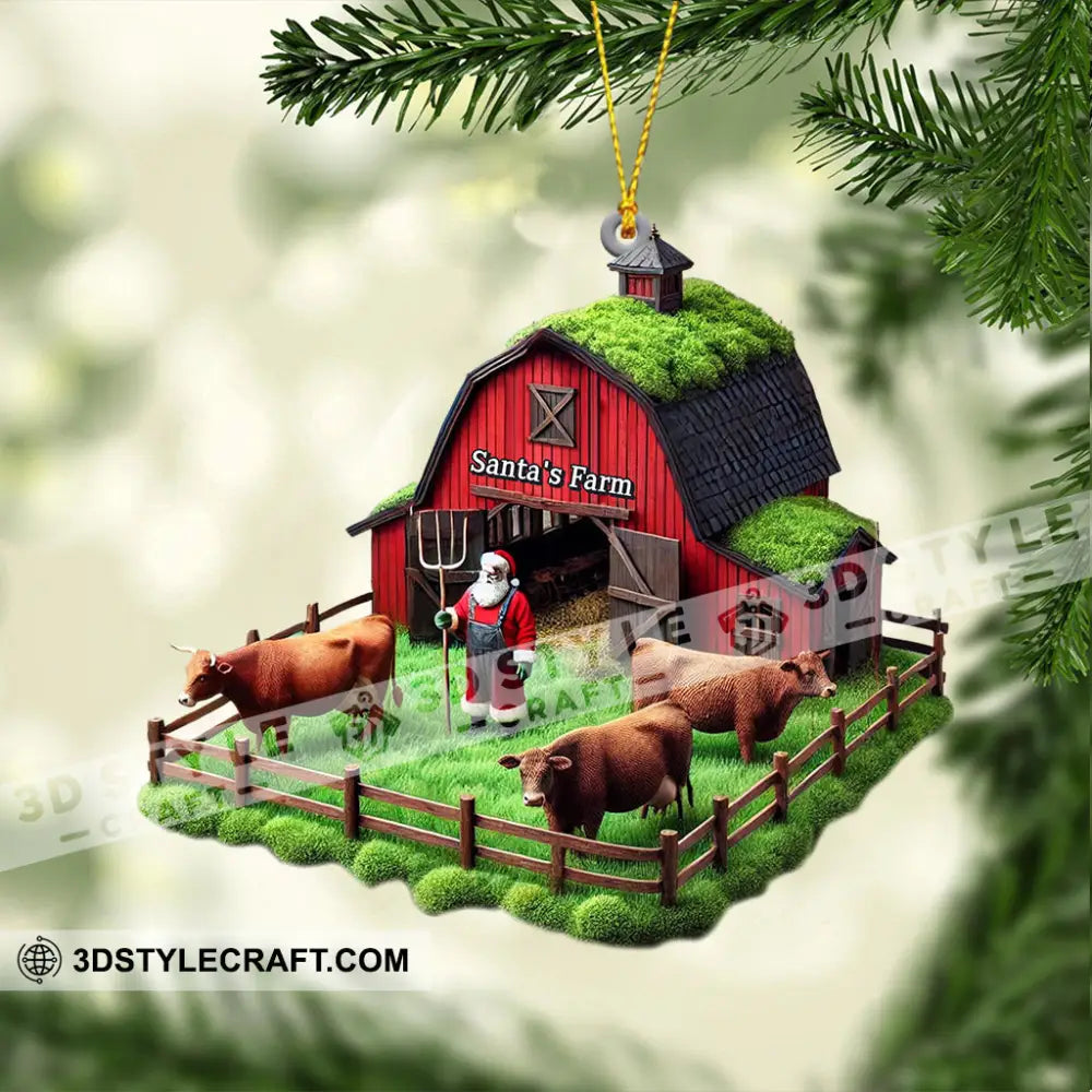 Santa’s Farm Christmas Ornament Personalized