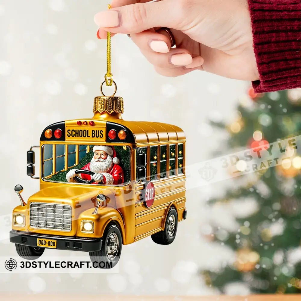 School Bus Santa Home Decor Christmas Ornament Personalized Ornament Ornament