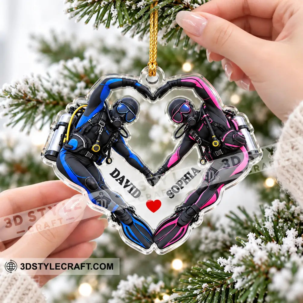 Scuba Diving Couple Home Decor Christmas Ornament Personalized Ornament - Ornament