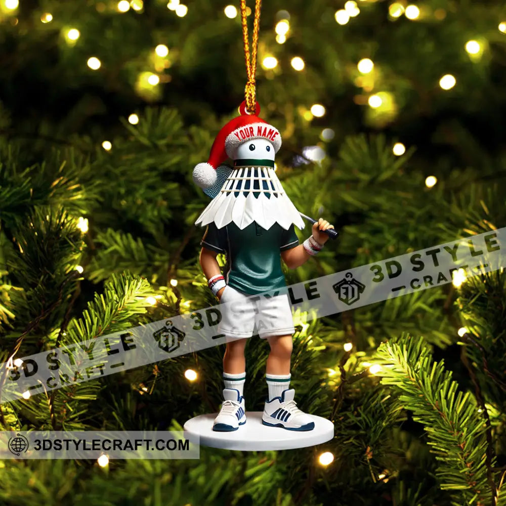 Shuttlecock Badminton Christmas Ornament Personalized