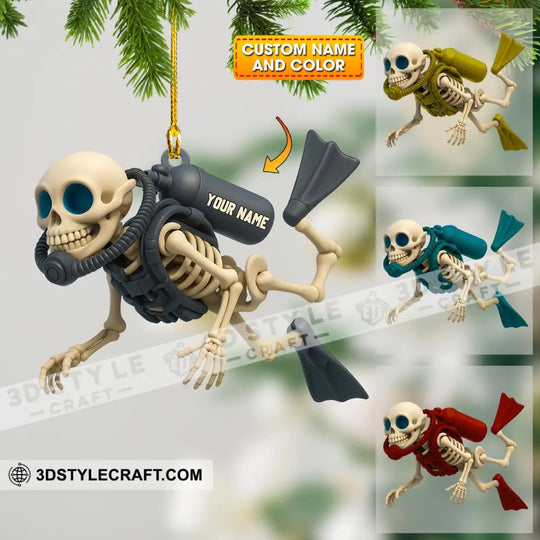 Skull Diving Home Decor, Christmas Ornament, Personalized Ornament style option 1