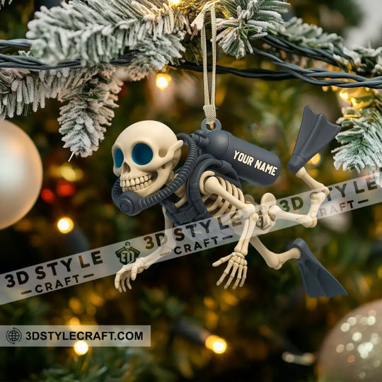 Skull Diving Home Decor, Christmas Ornament, Personalized Ornament style option 3
