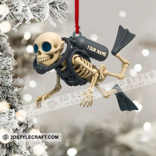 Skull Diving Home Decor, Christmas Ornament, Personalized Ornament style option 4