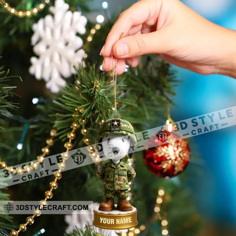 Snoopy Army Home Decor Christmas Ornament Personalized Ornament Ornament