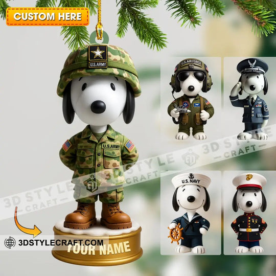 Snoopy Army Home Decor, Christmas Ornament, Personalized Ornament style option 1