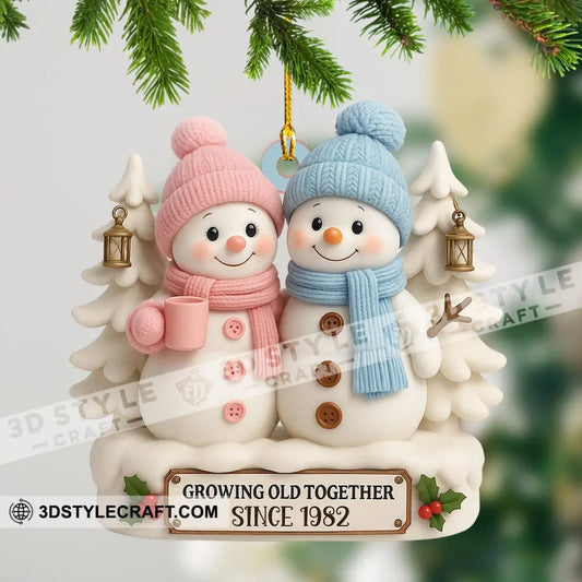 Snowman Couple Christmas Home Decor Christmas Ornament Personalized Ornament 3.54’’ / 1 Ornament Ornament