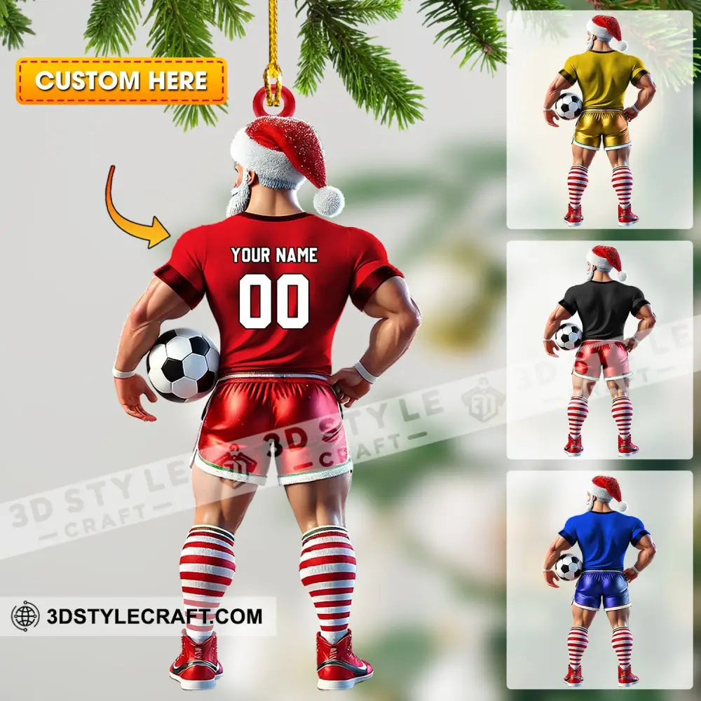 Soccer Santa Christmas Ornament Personalized 3.54’’ / 1