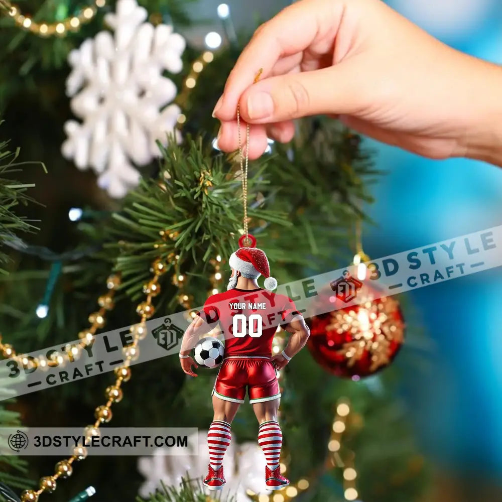 Soccer Santa Christmas Ornament Personalized