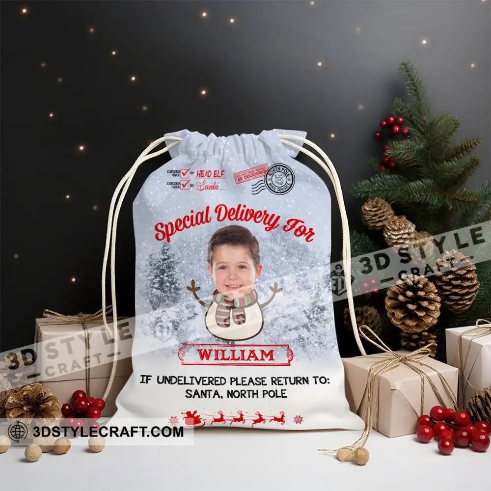 Special Christmas Delivery Custom Photo And Text Personalized String Bag Gift