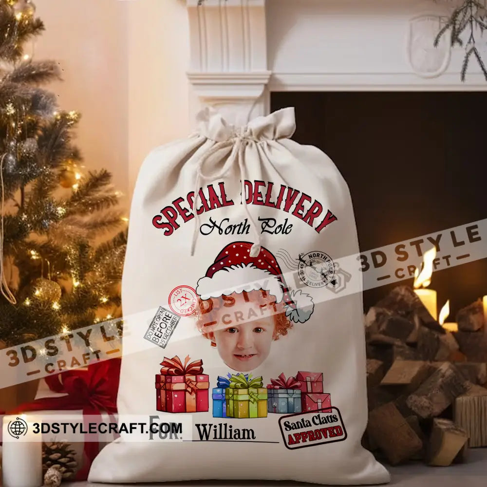 Special Delivery For Custom Photo And Name Personalized String Bag Christmas Gift