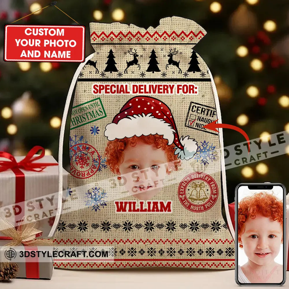 Special Delivery For Cute Kid Personalized Christmas String Bag 13X15 In - 33X39 Cm