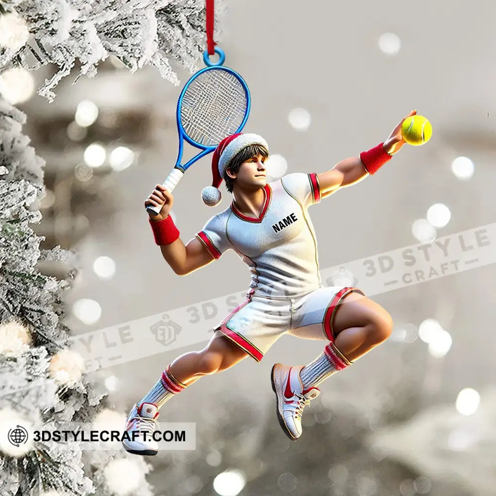 Tennis Player Christmas Ornament Personalized