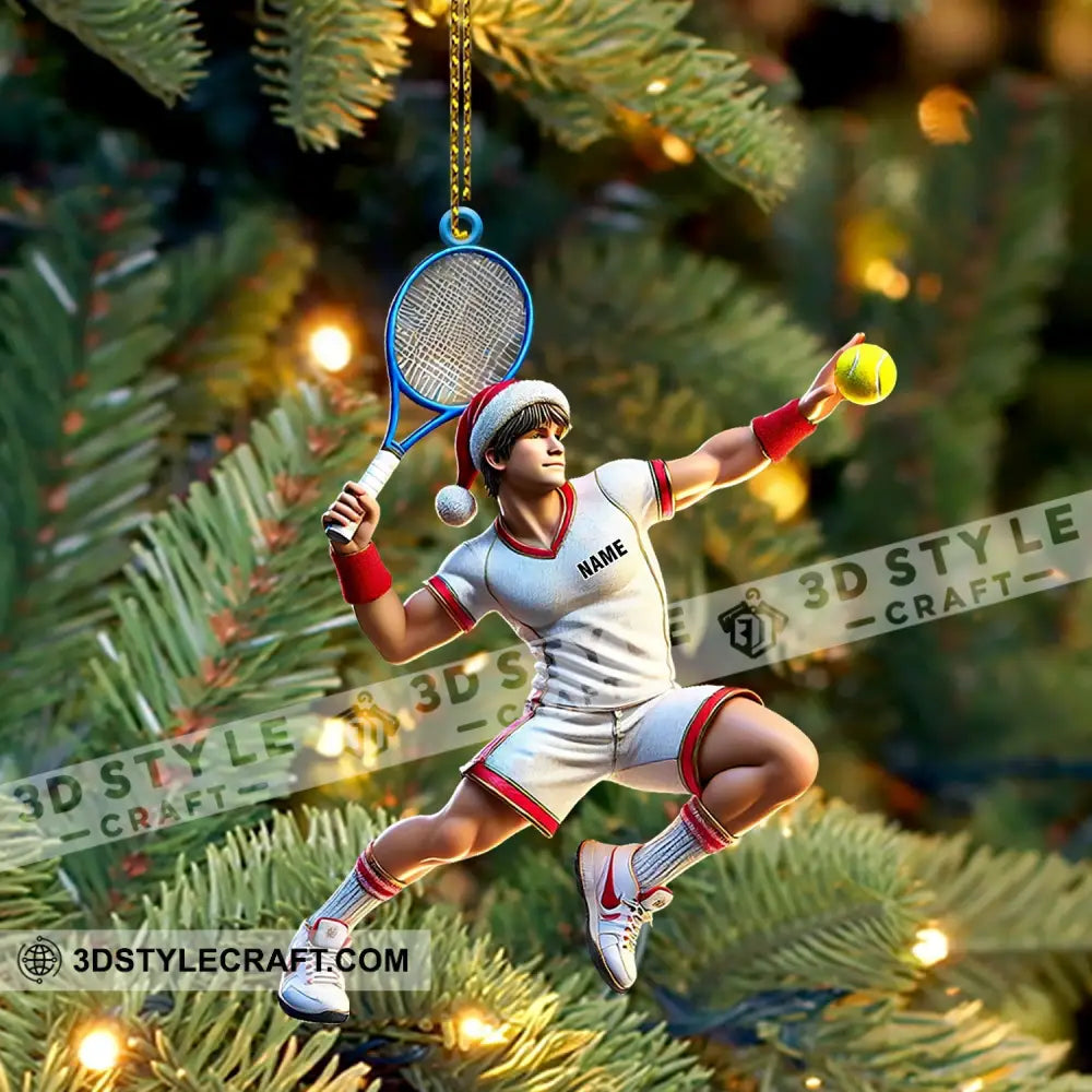 Tennis Player Christmas Ornament Personalized