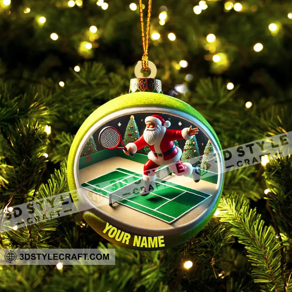 Tennis Santa Decor Christmas Ornament Personalized
