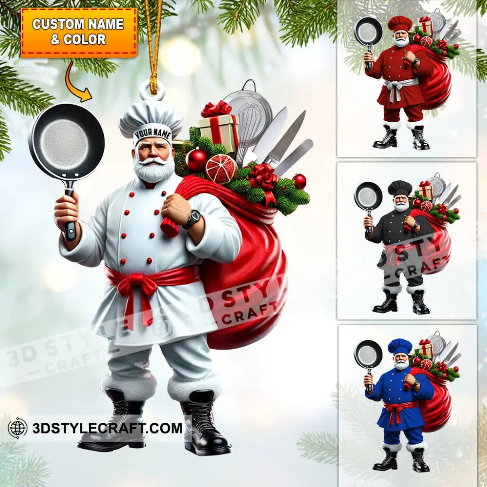 The Chef Santa Coming Christmas Ornament Personalized 3.54’’ / 1