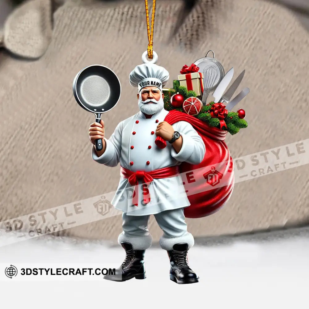 The Chef Santa Coming Christmas Ornament Personalized