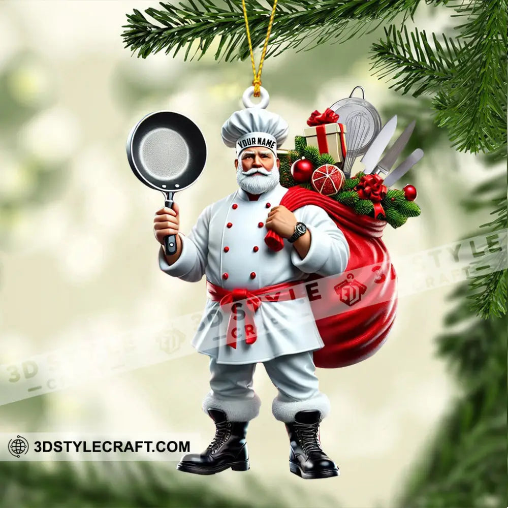 The Chef Santa Coming Christmas Ornament Personalized