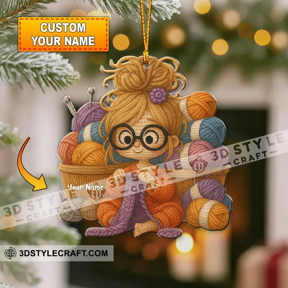 The Knitting Girl Home Decor Christmas Ornament Personalized Ornament 3.54’’ / 1 Ornament Ornament