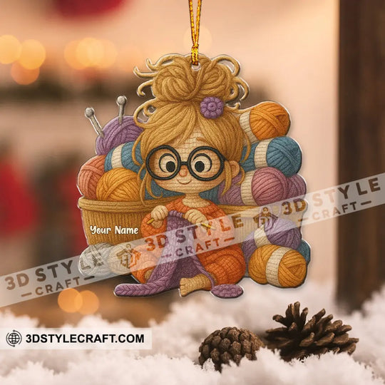 The Knitting Girl Home Decor, Christmas Ornament, Personalized Ornament style option 4