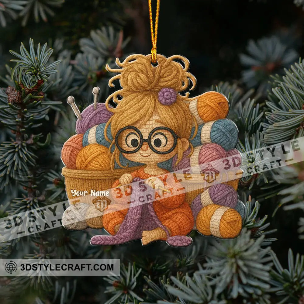 The Knitting Girl Home Decor Christmas Ornament Personalized Ornament Ornament