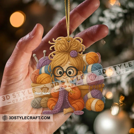 The Knitting Girl Home Decor, Christmas Ornament, Personalized Ornament style option 2