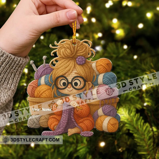 The Knitting Girl Home Decor, Christmas Ornament, Personalized Ornament style option 3