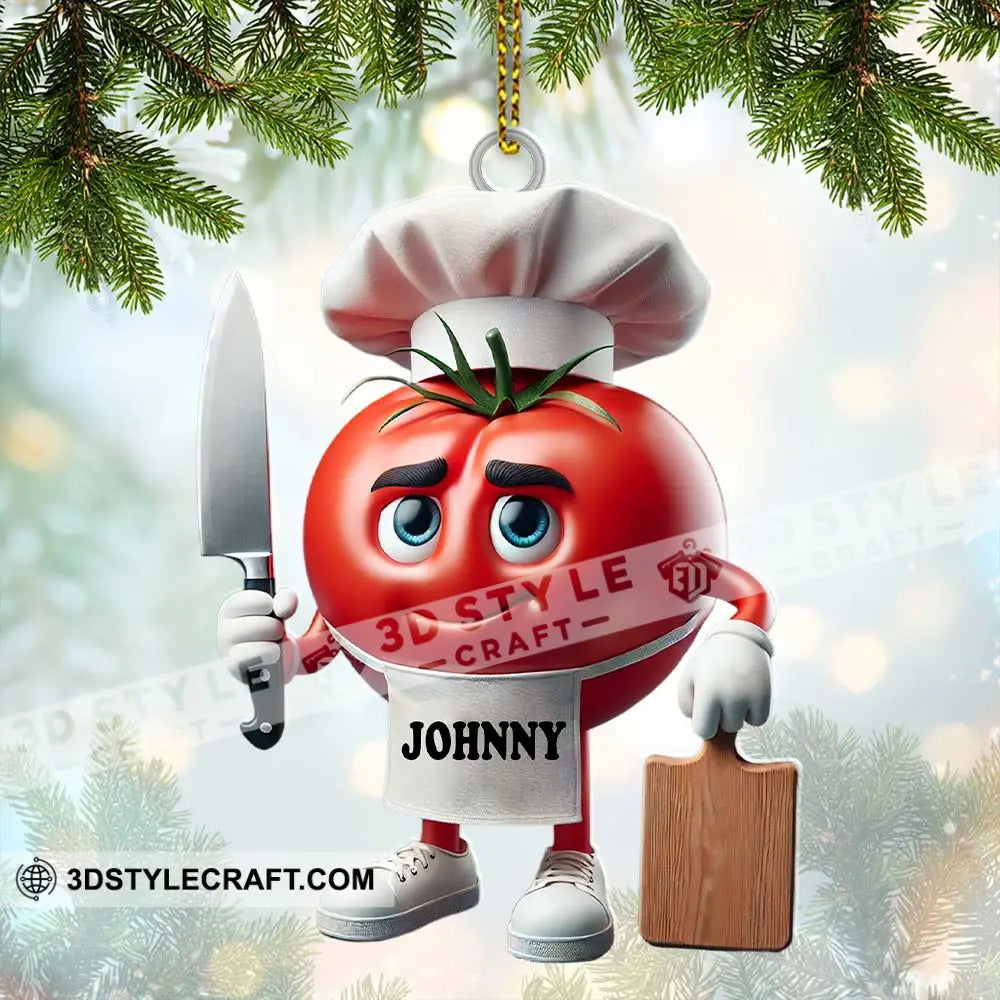 Tomato Chef Christmas Ornament Personalized