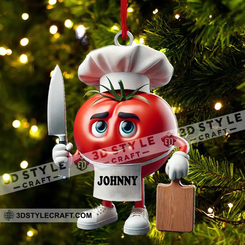 Tomato Chef Christmas Ornament Personalized