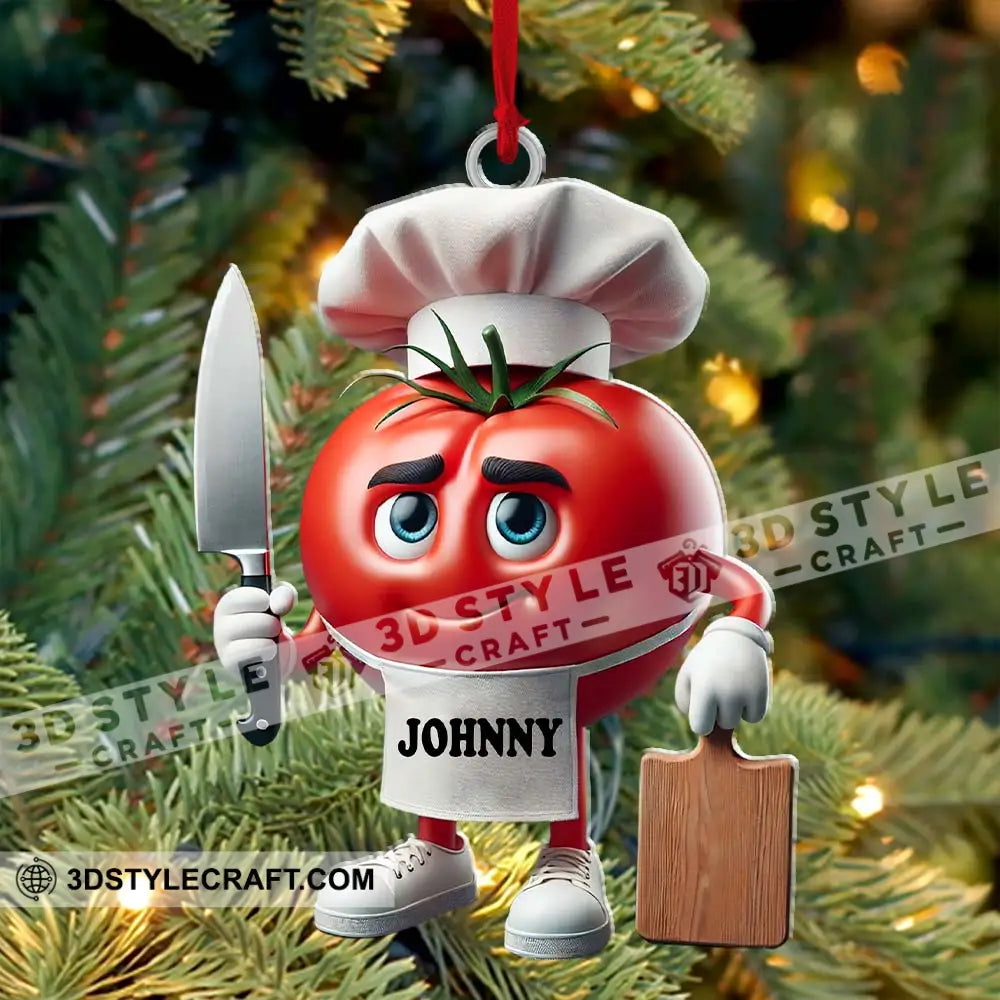 Tomato Chef Christmas Ornament Personalized