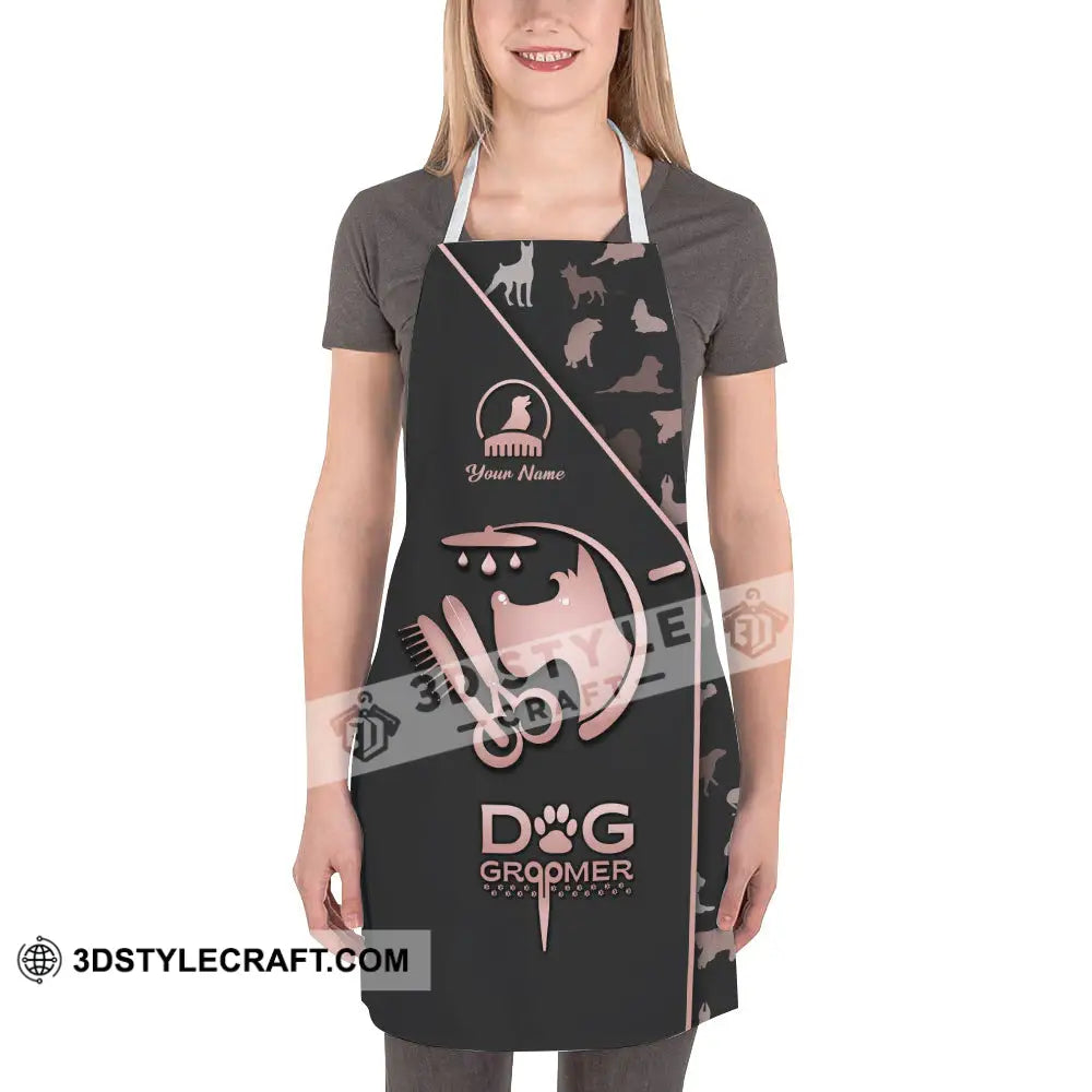 Unisex Apron - Custom Name For Groomer Dog